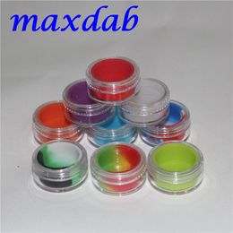 Multiple colors 3ml clear acrylic wax concentrate containers, Plastic container with silcone inner Non-stick silicone Dab Storag
