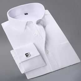 Wholesale- 2020 New French Cuff Button Men Dress Shirts classic Long Sleeve Formal Business Fashion Shirts camisa masculina Cufflinks