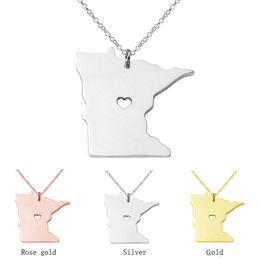 Minnesota State &South Dakota State Stainless Steel map Necklaces Charm Necklace Pendants Custom Necklace With A Heart 100% Handmade