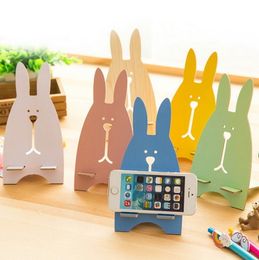 Colourful other Arts and Crafts Creative Mobile Phone Holder Cute Escape Rabbit Stand Wooden Bracket 7 Colours 13.5*7cm
