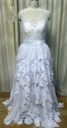 2017 Fashion Scoop Lace A-Line Wedding Dresses With Appliques Chiffon Plus Size Wedding Party Bridal Gowns Vestido De Novia BW07