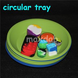 boxes Colourful circular silicon trays Deep Dish Round Pan 8"X8" Non Stick Containers Concentrate Oil BHO fda silicone tray free dhl
