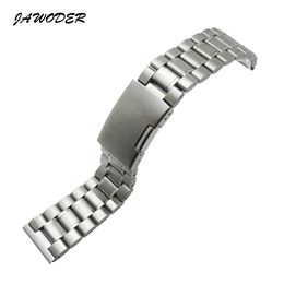 JAWODER Watch band 12 14 16 18 20 22 24mm Pure Solid Stainless Steel Polishing+Brushed Watch Strap Deployment Buckle Bracelets