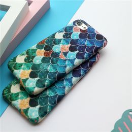 Lovely Blue Mermaid Fish Scale Case For iphone 6s Case Hard PC Protective Back Cover Coque with luxury package