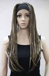 Wholesale free shipping >>Women Unique Man-made medium brown mix braids 3/4 half wig with headband