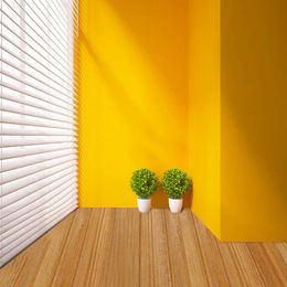 Indoor Photo Backdrop Backgrounds for Children Solid Yellow Colour Walls White Blinds Window Studio Wedding Photography Backdrops Wood Floor