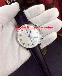 Luxury Watches Black Leather Bracele White Dial Chronograph Quartz Mens Watch 371446 Men's Watch