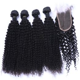 Wholesale Brazilian Kinky Curly Hair Cheap 9A Unprocessed Peruvian Indian Malaysian Hair Extension Virgin Hair Kinky Curly With Closure