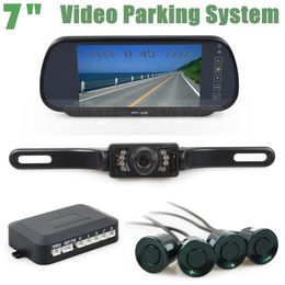 7 inch Car Monitor Mirror Monitor + Video Parking Radar Parking Sensor + IR Rear View Car Camera