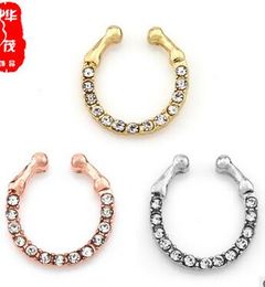 Selling crystal false nose ring With Side Stones foreign trade nose nail puncture ornaments