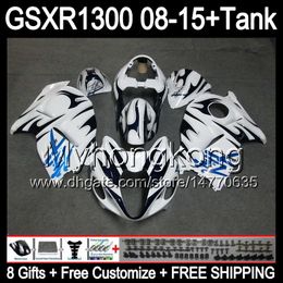 8gifts For SUZUKI Hayabusa GSXR1300 2008 2009 2010 2011 14MY2 Dark blue GSXR-1300 GSX R1300 GSXR 1300 2012 2013 2014 2015 TOP white Fairing