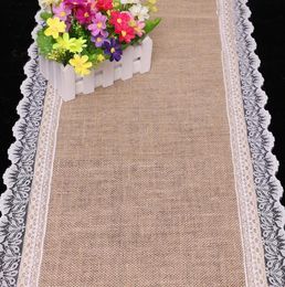 Wholesale Burlap Lace Table Runners for Party Home Decor for Table Decoration
