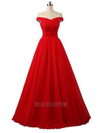 2017 New Sexy Off Shoulder Long Tulle Long Evening Prom Dresses Floor-Length Plus Size Formal Party Wear Gown BM05