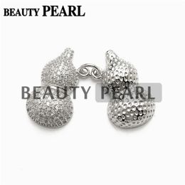 5 Pieces Calabash-shaped Pendant Mounting 925 Sterling Silver Pave Set Zircon Pendant Base with 2 Blanks