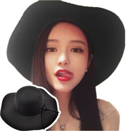 Retro Autumn Winter Hats for Women Girls Soft Vintage Wool Felt Bowler Fedoras Solid Ladies Floppy Cloche Wide Brim Hats Caps2215