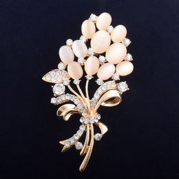 Vintage Rhinestone Brooch Pin Opal Brooches bouquet Jewelry wedding corsage for bridal wedding invitation costume party dress pin gift