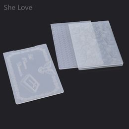 Wholesale- She Love Random Plastic Embossing Folder For Scrapbook DIY Scrapbook Decoration Paper Craft Card Making Tool