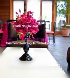 hot sale white ostrich feather flower mental flower stand vase for wedding table decoration