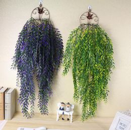 2pcs Hanging Artificial Bamboo willow Leaves Wall Ivy Garland Vine Greenery For Wedding Home Office Bar Decorative