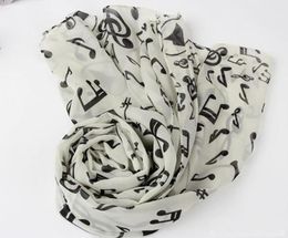 -50 * 160cm Nuovo arrivo coreano stile musicale nota stampato signora sciarpa di seta chiffon WJ-077