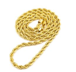 Gold-plated necklace 6mm coarse twist chain gold-plated twisted rope chain men and women necklace