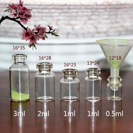 500Pcs/lot 0.5ml 1ml 2ml 3ml Small Drifting Glass Bottles Tiny Clear Empty Wishing Bottle Glass Message Vials With Cork Free Shipping