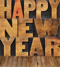 Digital Printed 3D Alphabets Happy New Year Family Photography Backdrops Vintage Wood Floor Christmas Holiday Backgrounds for Photo Studio