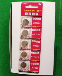 300packs per lot CR1620 3v Lithium button cell batteries Coin cells Pack of 5 batteries