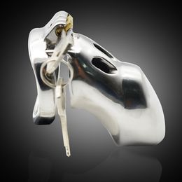 2017 Latest Design Stainless Steel Male Chastity Device Adult Cock Cage Curve Cock Ring BDSM Sex Toys Chastity Belt Prevent Masturbation