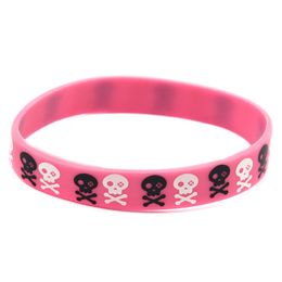 1PC Skull and Stars Logo Silicone Rubber Wristband Punk Style Hip Hop Band Printed Adult Size