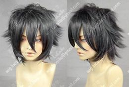 100% Brand New High Quality Fashion Picture full lace wigs>Final Fantasy Versus13 Short Cosplay Dark Gray Wig