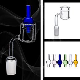 Smoking Double Tube Accessories Quartz Thermal Banger Nail with Colourful Glass Carb Cap 10mm 14mm 18mm Male Female Joint for Glass Bowl Bongs