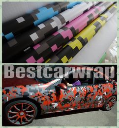 VARIOUS Colors Digita Camo Vinyl Car Wrap Film With Air release Tiger Camouflage Truck wraps covering styling Foil size 1.52x30m/Roll 5x98ft