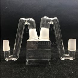 new glass bong adaptor double arm dropdown male 14 to female 18 with 2 holes rooftop design down glass adapter