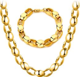 2017 hot sales Mark 18K gold platings Classic crude Necklace Bracelet man woman 8MM Gold bracelet necklace wedding Jewelry Set