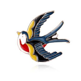 Wholesale- 1PC Swallow Bird Enamel Badge Brooches For Women Gift Fashion Delicated Brooch Pin Lapel Pins Charm Woman Dress Jewelry