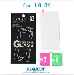 9H Premium Real Proof Tempered Glass Film Guard Screen Protector for LG G6 Protective Screen with Retail Paper Box + Cleaning Tools