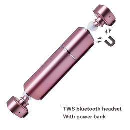 Beautiful Twins True Wireless Bluetooth Headset with Emergency Charging Battery V4.1 Mini Stereo Earphones Handsfree for iPhone7 Smart Phone