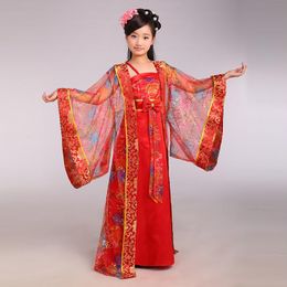 Q228 Crianças Traje Tradicional Chinesa Menina Princesa Vestido de Dança Real Antiga Dinastia Tang Traje Crianças Hanfu Traje Nacional 8
