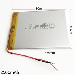 3.7v lithium polymer cell Canada - EHAO 406080 3.7V 2500mAh Li Polymer Lithium Rechargeable Battery high capacity cells For DVD PAD GPS power bank Camera E-books Recorder