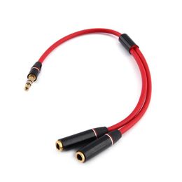 5pcs/lot Freeshipping 3.5mm Stereo Headphone Audio Y Splitter Cable Adapter Plug Jack Cord Male to Female Cable