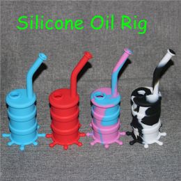 Silicone Jar Water Pipes Silicone Oil Rig Bongs Oil Rigs Glass Bong 8.26" Height with 14.4MM Joint Silicone Material Free DHL