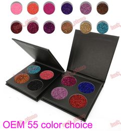 OEM ODM 4 color sparkle eyeshadow palette black case GOLD case free combination 55 colors High light eye shadow Glitter golden onion powder