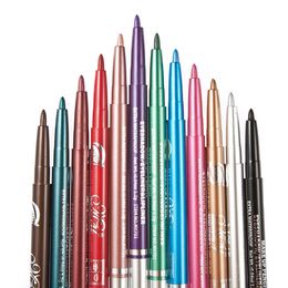 Wholesale- 12Colors/lot Eye Liner Glitter Shadow Lip Eyeliner Pencil Pen Cosmetic Make Up Set Kit Women Beauty With Rotary Retractable