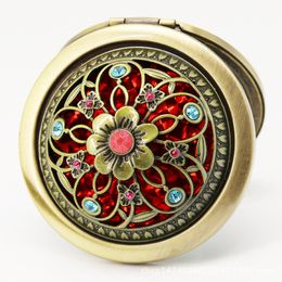 Classic Mosaic Flower Round Mirror Cinnamon Pocket Cosmetic Compact Mirror Two-side Makeup Tools Wedding Gift Favours