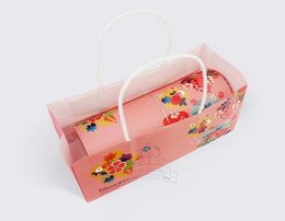 new 26x10x9 5cm moon cake box set chiffon cake box biscuit boxes 50set lot janpan red flowers chocolate boxes free shipping