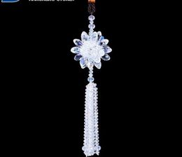 1pcs white crystal flower Car auto power racing decoration vip Charms STRAP Chain for Rearview Mirror 30cm