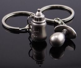 200sets=400pcs Pacifier and Feeding Bottle Key Ring Stainless Steel Nipple Teat key Wedding Party Gift Favours