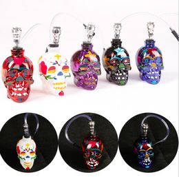 Sharp glass new glass Colour skull pipe smoke pipe mouth with leather pipe smoke bottle SK5000