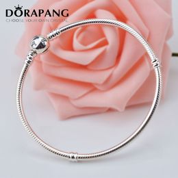 DORAPANG 925 Sterling Silver Bracelet Snake Chain with Authentic Clasp Fit European Beads For Bracelets Women Gift wholesale 8009